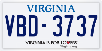VA license plate VBD3737