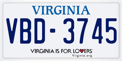 VA license plate VBD3745