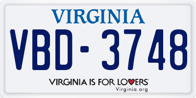 VA license plate VBD3748