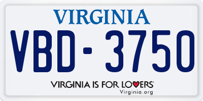 VA license plate VBD3750