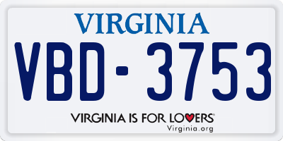 VA license plate VBD3753