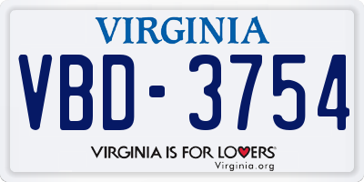 VA license plate VBD3754