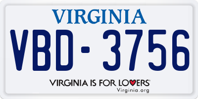 VA license plate VBD3756