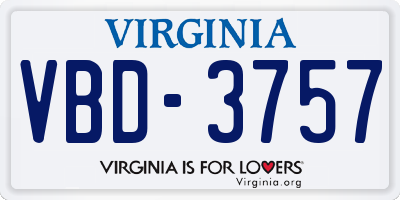 VA license plate VBD3757