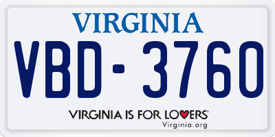 VA license plate VBD3760