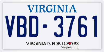 VA license plate VBD3761