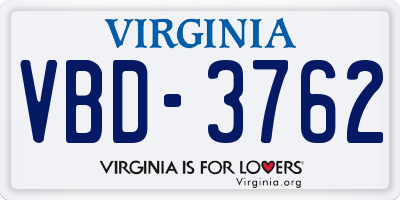 VA license plate VBD3762