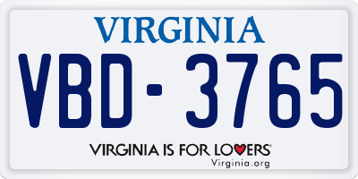 VA license plate VBD3765