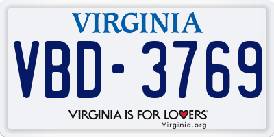 VA license plate VBD3769