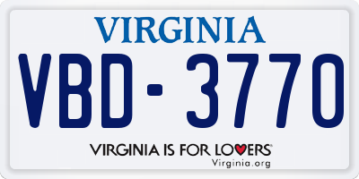VA license plate VBD3770