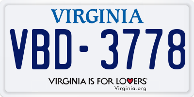 VA license plate VBD3778