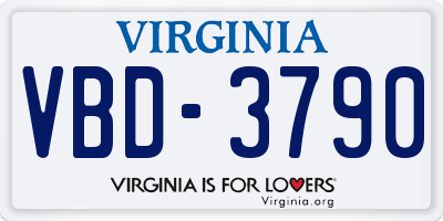 VA license plate VBD3790