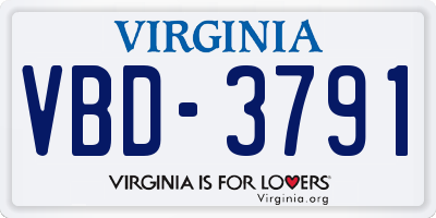 VA license plate VBD3791