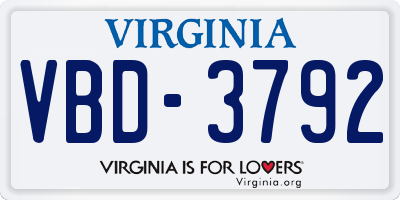 VA license plate VBD3792