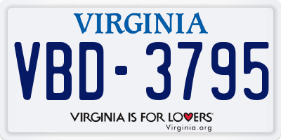 VA license plate VBD3795