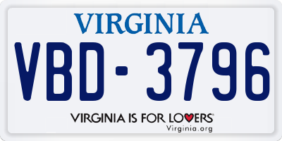 VA license plate VBD3796