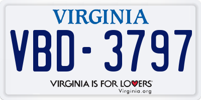 VA license plate VBD3797