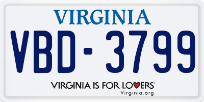 VA license plate VBD3799