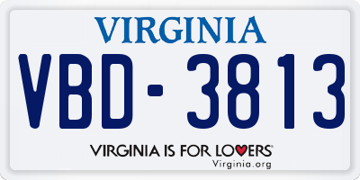 VA license plate VBD3813