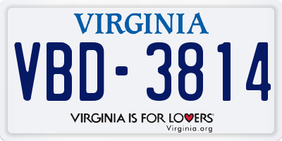 VA license plate VBD3814
