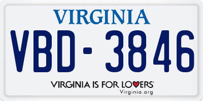 VA license plate VBD3846