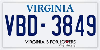 VA license plate VBD3849