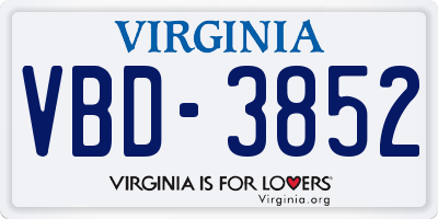 VA license plate VBD3852