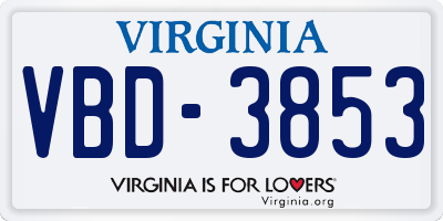 VA license plate VBD3853