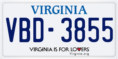 VA license plate VBD3855
