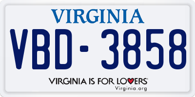 VA license plate VBD3858