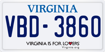 VA license plate VBD3860
