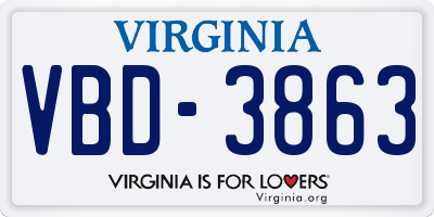 VA license plate VBD3863