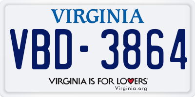 VA license plate VBD3864