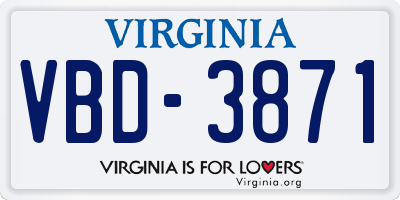VA license plate VBD3871