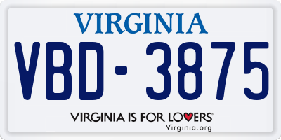 VA license plate VBD3875