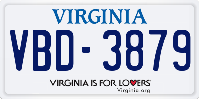 VA license plate VBD3879