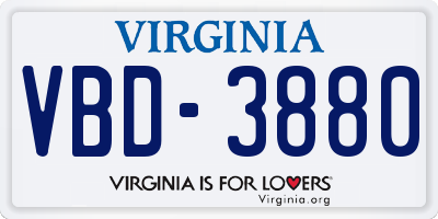 VA license plate VBD3880