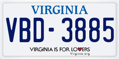 VA license plate VBD3885
