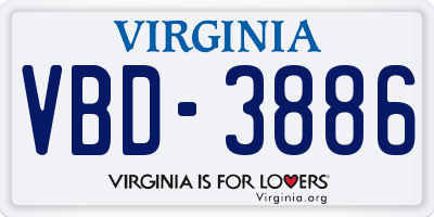 VA license plate VBD3886