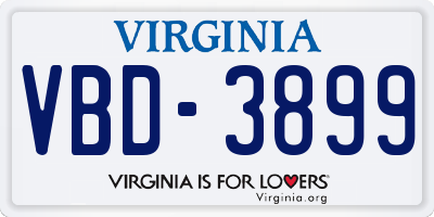 VA license plate VBD3899