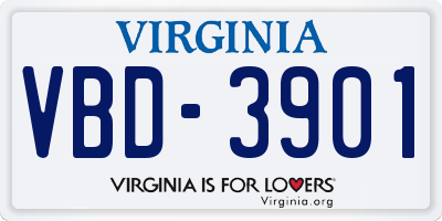VA license plate VBD3901
