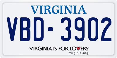 VA license plate VBD3902