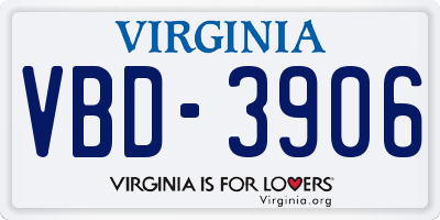 VA license plate VBD3906