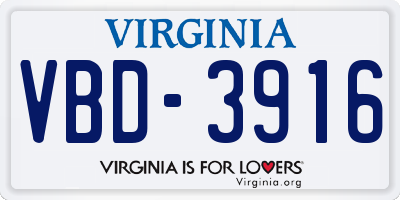 VA license plate VBD3916