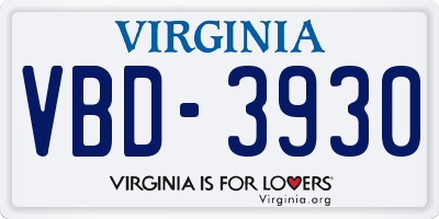 VA license plate VBD3930