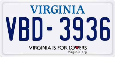 VA license plate VBD3936