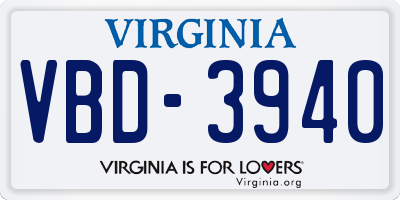VA license plate VBD3940