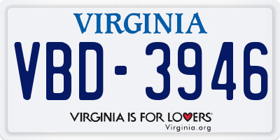 VA license plate VBD3946