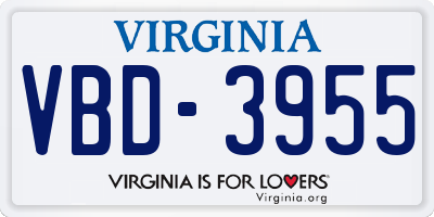 VA license plate VBD3955
