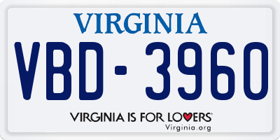 VA license plate VBD3960